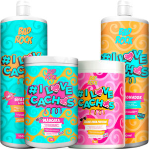 Bad Rock I Love Cachos - Kit Cabelos Cacheados Salão Completo (4 Produtos)