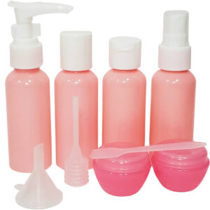 Nobrand - Kit Viagem Frascos Diversos Rosa com Branco (6 Peças)