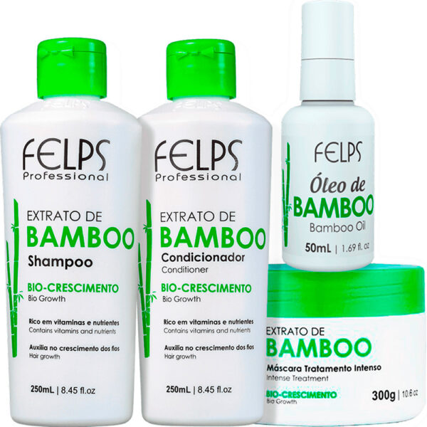 Felps Extrato de Bamboo - Kit Bio-Crescimento Bamboo Oil (4 Produtos)