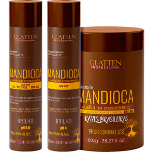 Glatten Mandioca - Kit Auxílio no Crescimento Hidratação (3 Produtos)