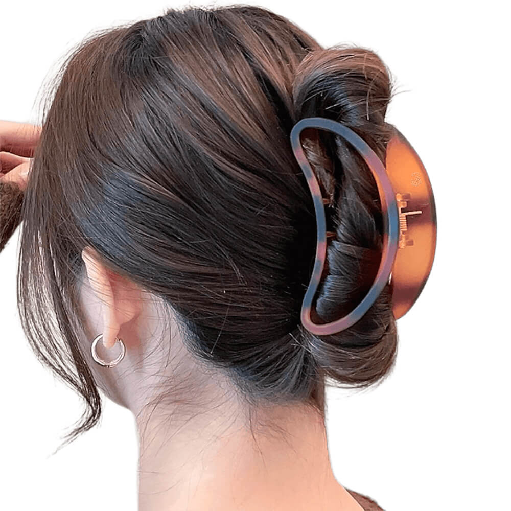 Nobrand - Presilha Piranha de Cabelo Meia Lua Vazada Marrom Degradê