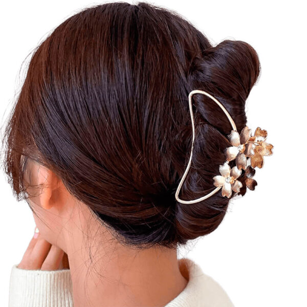 Nobrand - Presilha Piranha de Cabelo Metal Flores Dourada
