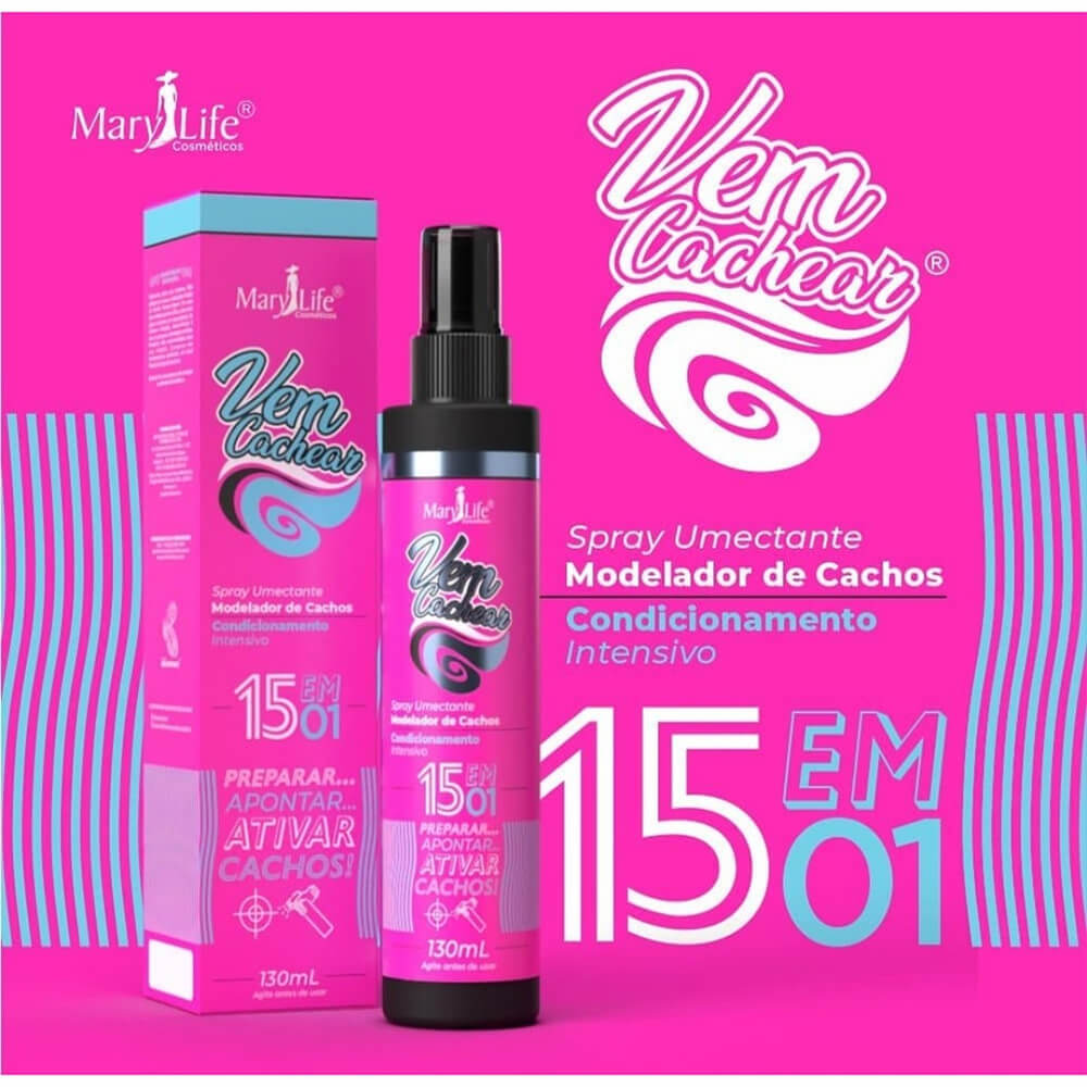 Mary Life Vem Cachear - Spray Umectante Modelador de Cachos 130ml - Imagem 2