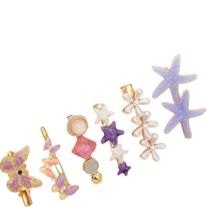 Nobrand - Kit Grampos de Cabelo Borboleta e Estrela do Mar Multicor (6 Peças)