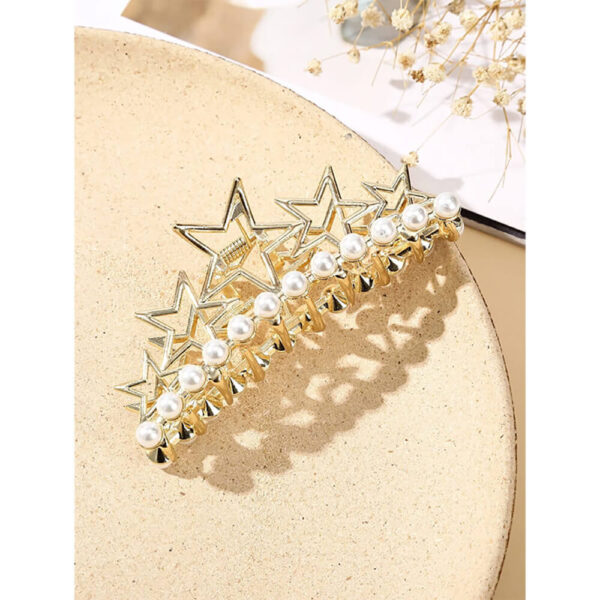 Nobrand - Presilha Piranha de Cabelo Pérola Artificial e Estrela Dourada - Imagem 2