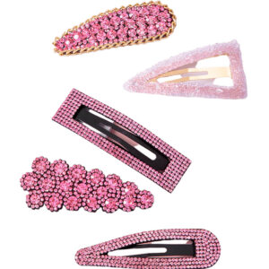 Nobrand - Kit Grampos de Cabelo Strass Rosa (5 Peças)
