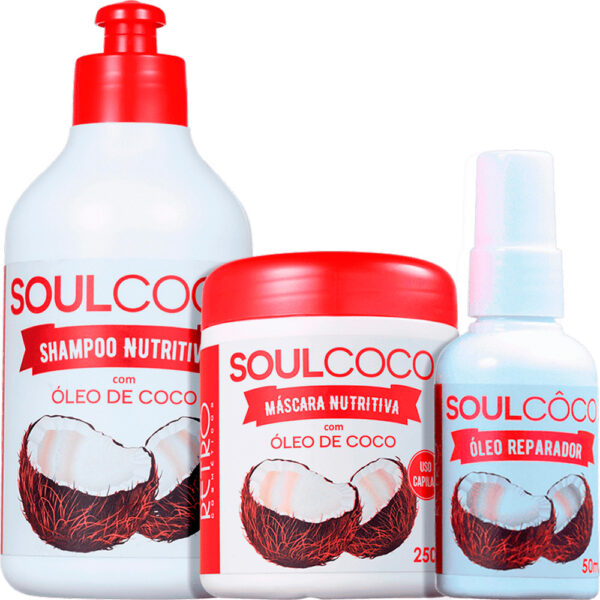 Retrô Soul Coco - Kit Nutritivo Óleo de Coco Reparador (3 Produtos)
