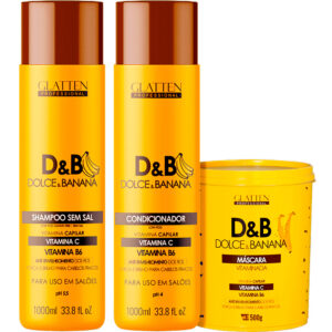 Glatten D&B Dolce Banana - Kit Vitamina Capilar Tamanho Econômico Trio (3 Produtos)