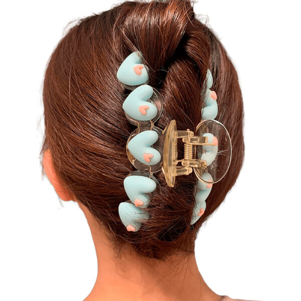 Nobrand - Presilha Piranha de Cabelo Corações Azul Bebê