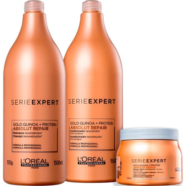 L'Oréal Professionnel Absolut Repair Gold Quinoa + Protein - Kit Golden Lightweight Trio Salão (3 Produtos)