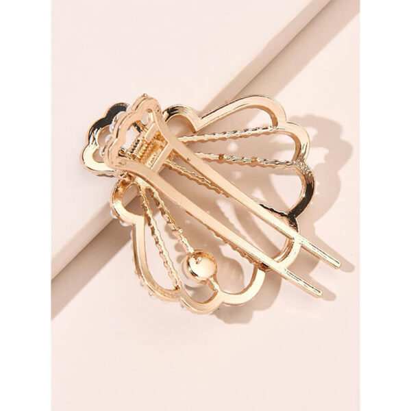 Nobrand - Grampo de Cabelo Concha e Pérolas Artificiais Dourado - Imagem 3