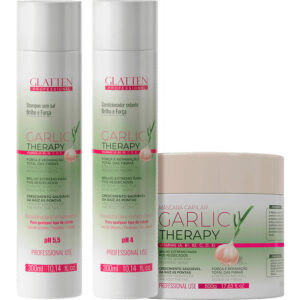 Glatten Garlic Therapy - Kit Óleo de Alho Força e Reparação Trio (3 Produtos)