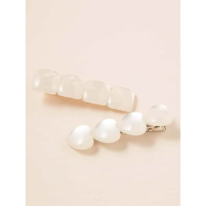 Nobrand - Kit Grampos de Cabelo Quadrado e Coração Branco (2 Peças)