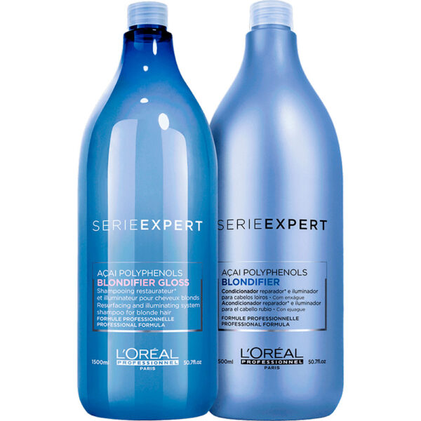 L'Oréal Professionnel Blondifier Gloss - Kit Reparador e Iluminador Cabelos Loiros Duo Salão (2 Produtos)