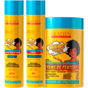 Glatten Cachos do Poder - Kit Repair Uso Diário Controle de Volume (3 Produtos)